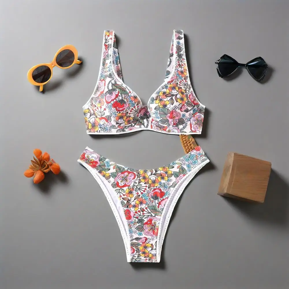 

New 2025 Women's Bikini Set - Floral Print Push-Up & Cheeky Bottom, Maillot de Bain Femme & купальник женский