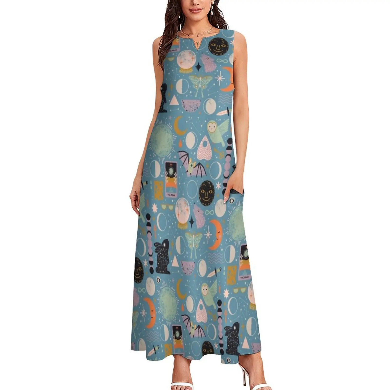 Lunar Pattern: Blue Moon Long Dress Dress women sexy short dresses daring Aesthetic clothing Dress