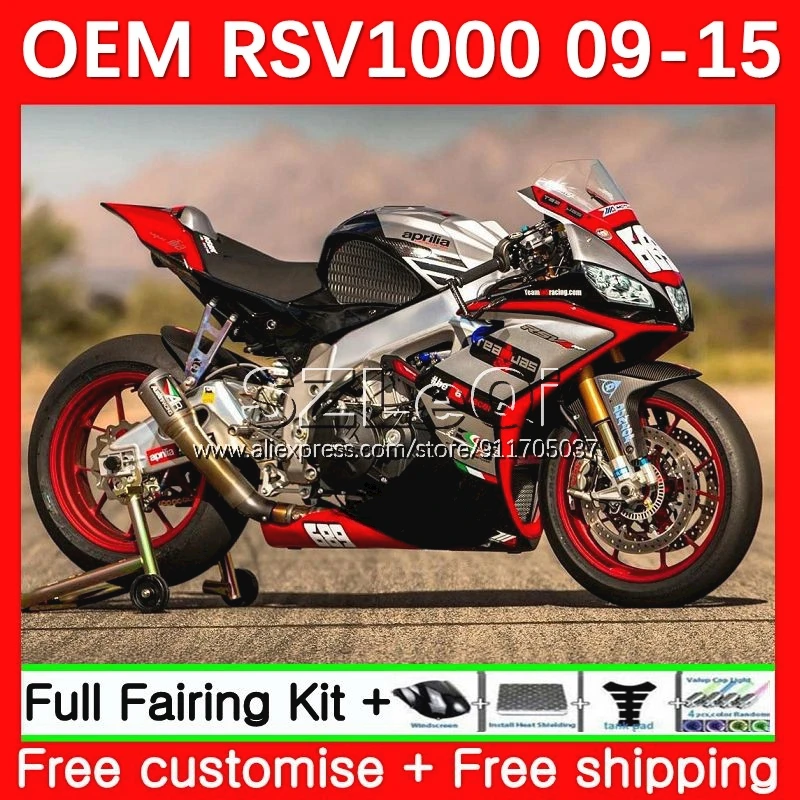 Silvery Red Injection For Aprilia RSV4 RSV 1000 R 1000R 12No.0 RSV1000 09 10 11 12 13 14 15 RSV1000RR 2009 2011 2015 Fairings