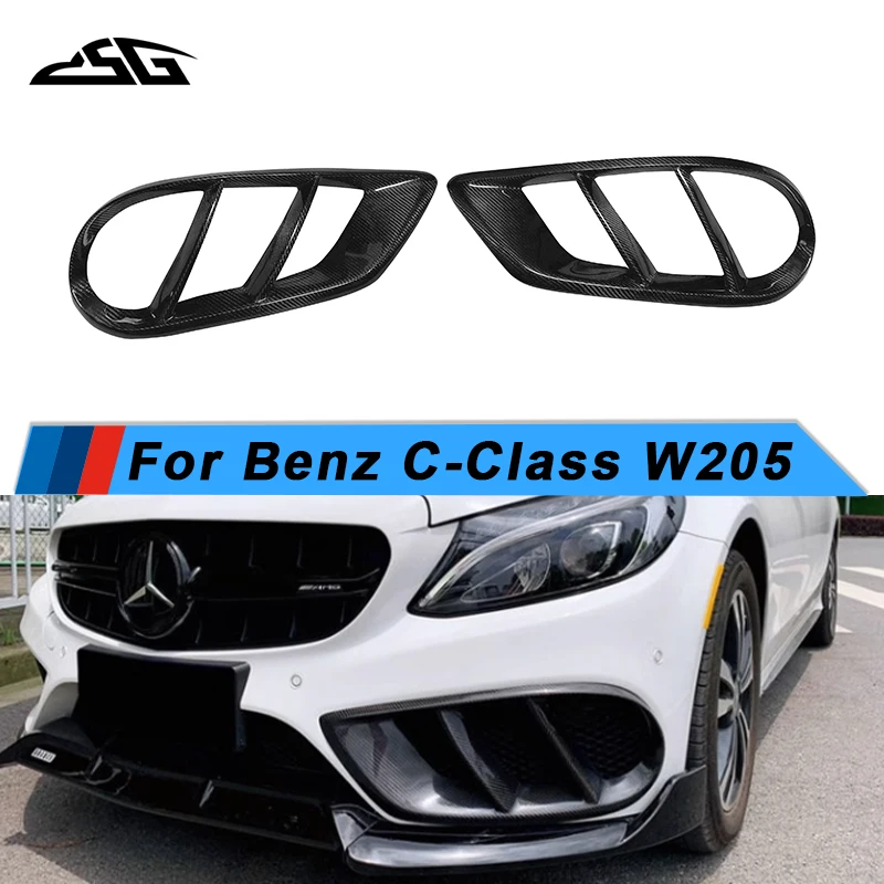 

Carbon Fiber Front Fog Light Bezel for Mercedes-Benz W205 C180 C200 C260 2015-2019 Car Front Bumper Vent Trim Cover Accessories