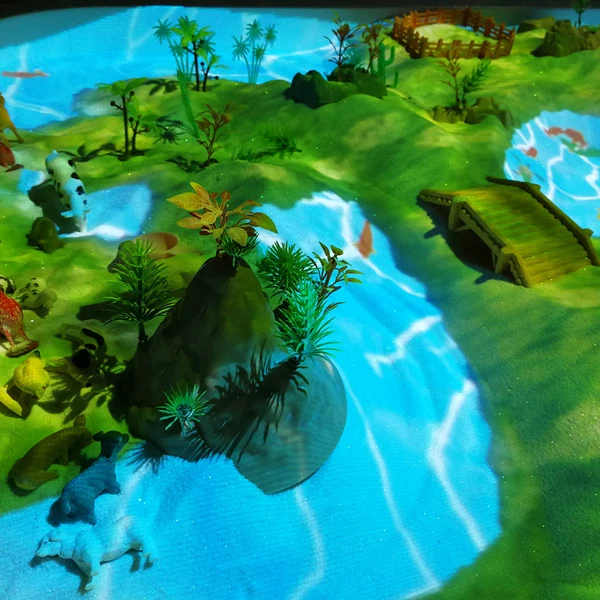 대화형 교육용 AR 마법 모래 해변 테이블 실내/실외 사용 바다 샌드박스 AR 모래 테이블