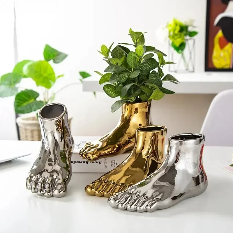Creative Foot Vase Ornament  Living Room Desktop Decoration Flowers Arrangement Succulent Plant Flowerpot Crafts Home Decoration