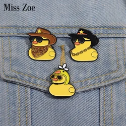 Cowboy Travel Animal Enamel Pins Custom Cool Yellow Duck Brooches Lapel Badges Animal Jewelry Gift for Friends