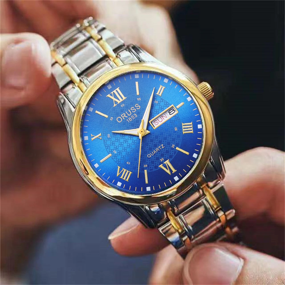 Spersonalizowany męski zegarek biznesowy w sportowym stylu trwały stalowy pasek wysokiej jakości atmosfera wysokiej jakości moda męska wat