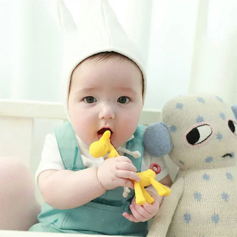 Cute Baby Molar Teethers Toy Soft Silicone Giraffe Rabbit Cartoon Teething for Babies Relief Gums Pain Toys Newborn Essentials