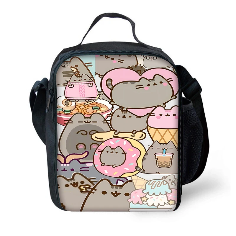 Cute Pusheens Cats Child Insulated Large Capacity Bag for Boy and Girl Student Outdoor Picnic Resuable Thermal Cooler Lunch Box