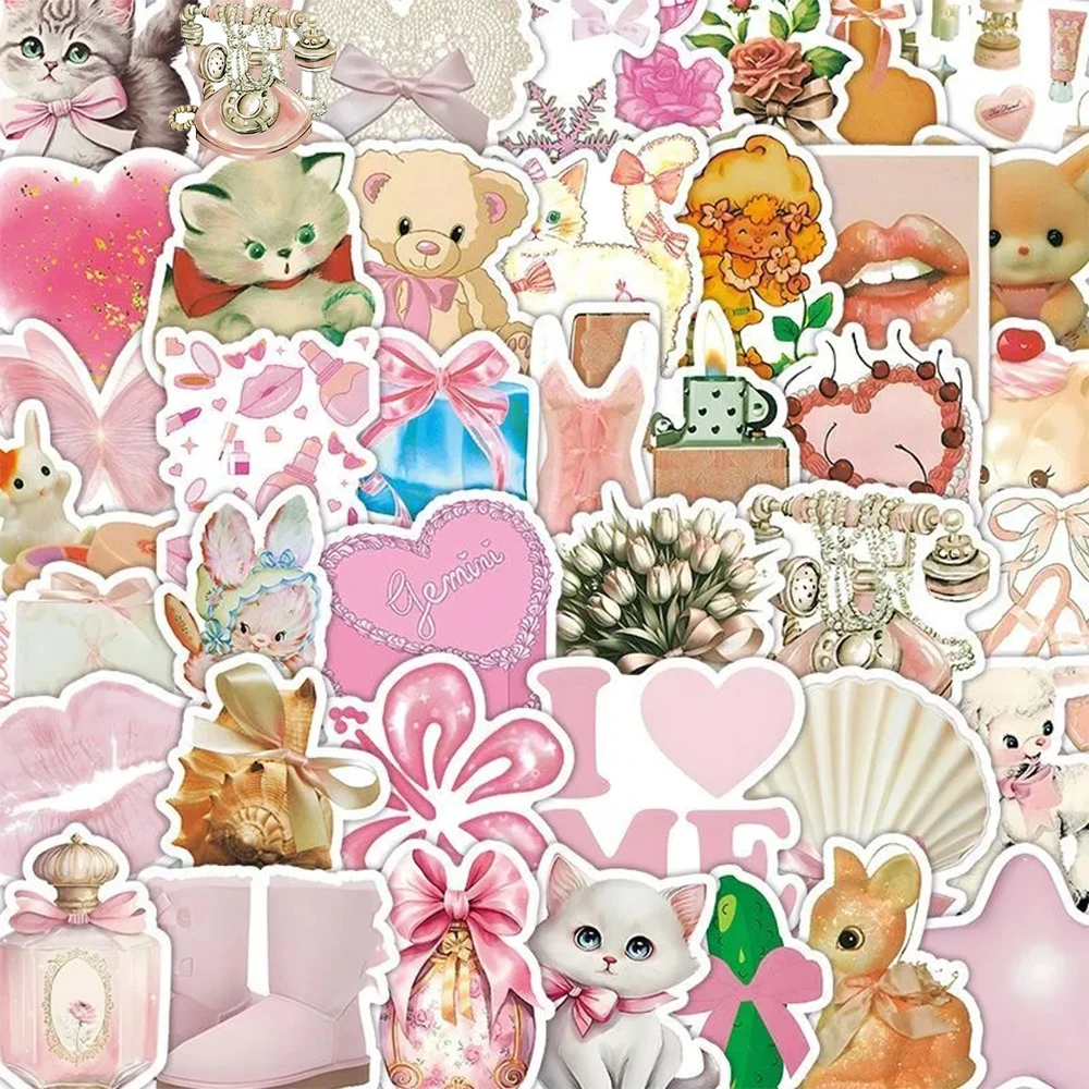 10/30/60pcs Cute INS Style Pink Coquette Stickers Aesthetic Sticker Decoration Phone Case Water Bottle Notebook Graffiti Decals