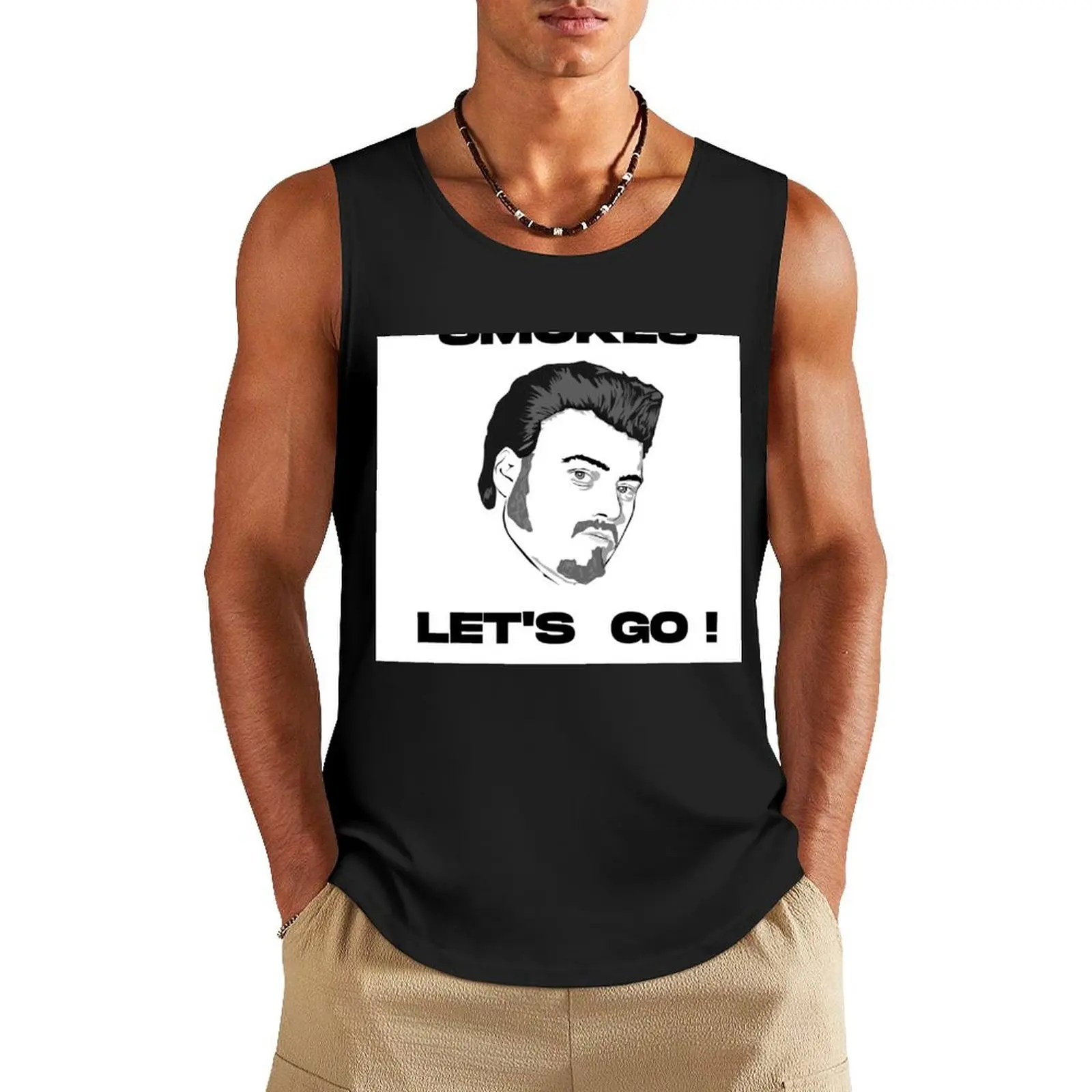 Smokes Let's Go Tank Top T-shirt sports cotton t-shirts man