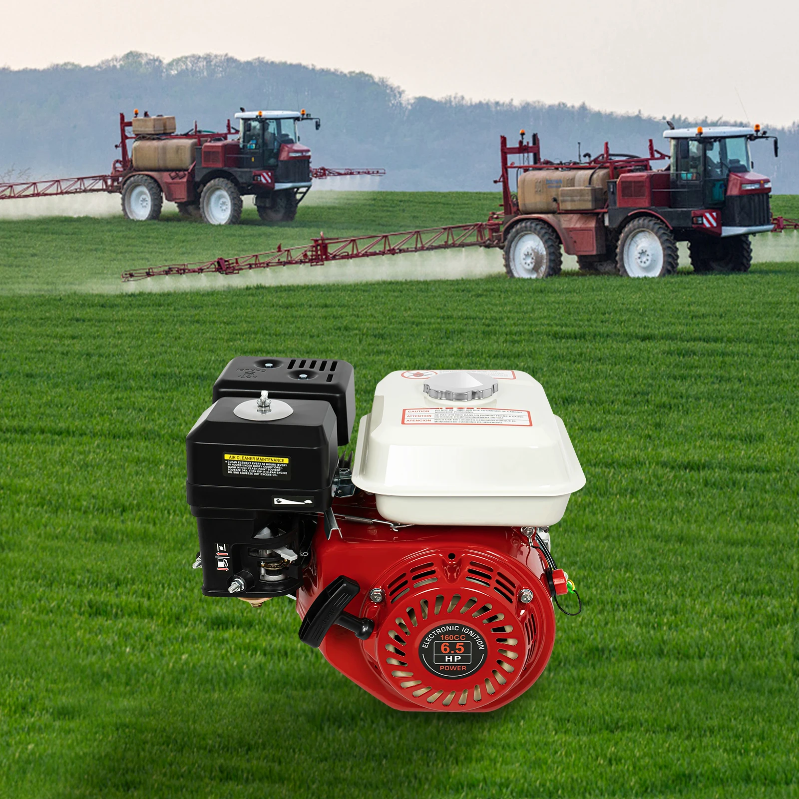 200cc 4-Stroke Gas Engine 6.5HP 3kW 3600rpm Pull Start Air Cooled, 1.72Gal Fuel Tank, Heavy Duty for Pump