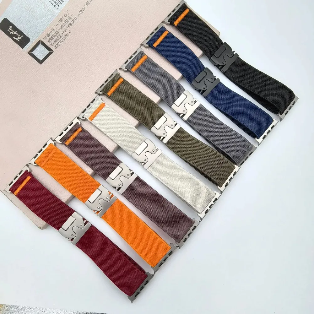 Parachute Nylon Strap for Apple Watch Ultra 2/1 49mm10 46mm 42mm Braided Breathable Band IWatch 9 8 7 6 5 SE 45mm 41mm 44mm 40mm