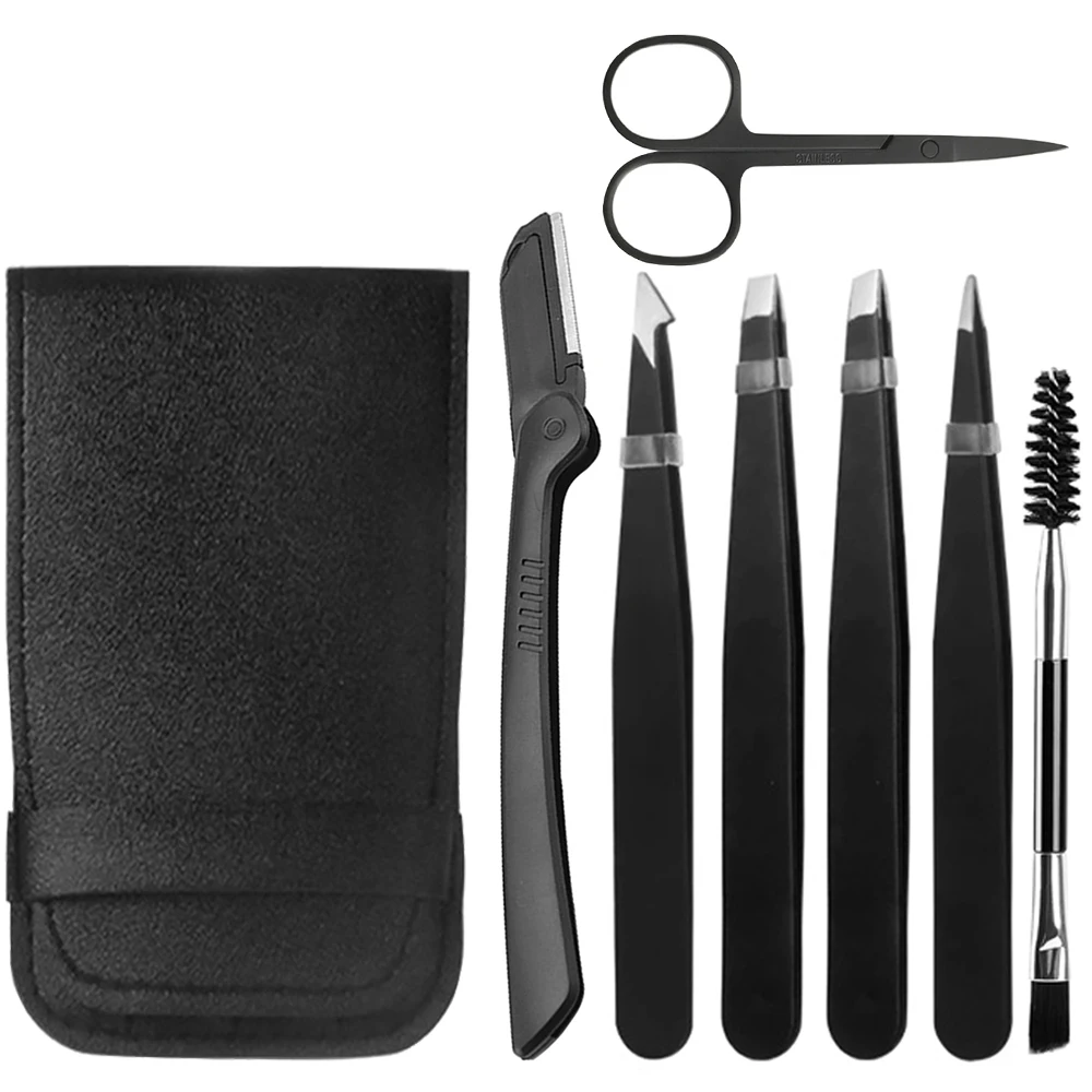 

Набор пинцетов для бровей, 6/8 шт., профессиональные пинцеты из нержавеющей стали с ножом для бровей и ножницами для удаления волос на лице, инструмент для красоты и ухода за лицом