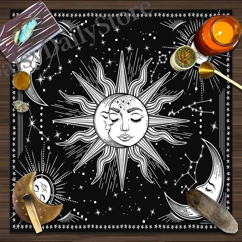 Sun Moon Tarot Table Altar Cloth Metaphysical Board Game Mat Pendulum Divination Altar Tablecloth Board Game Card Pad Gift