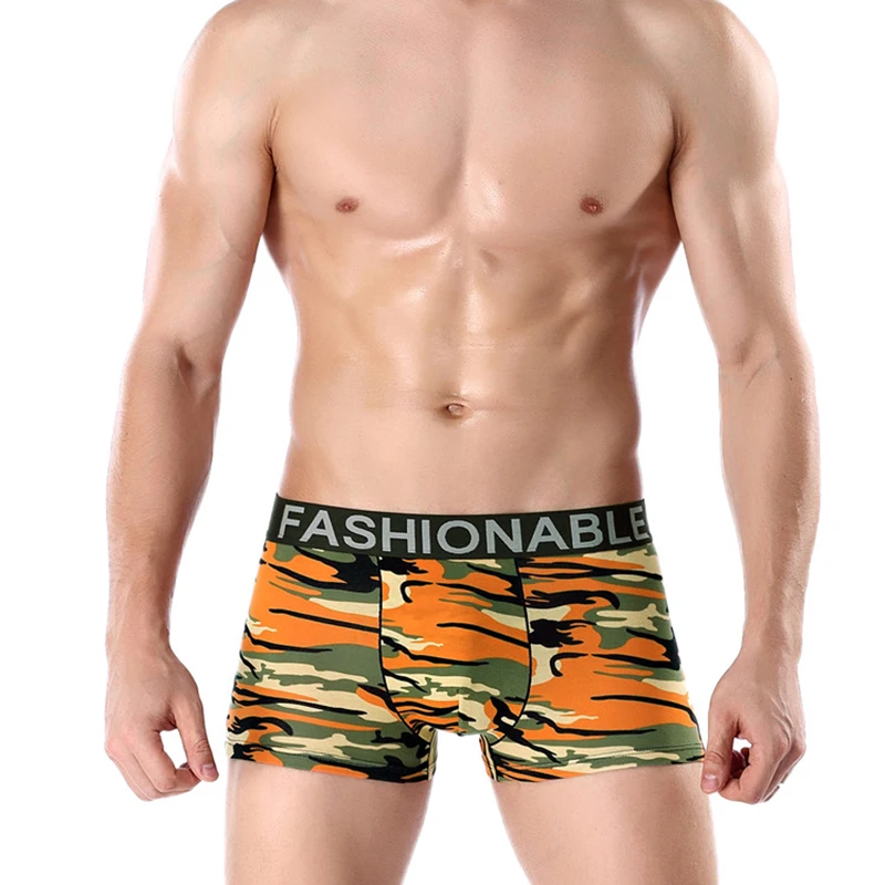 

Flat pants made of cotton, comfortable and breathable camouflage underwear, four cornered shorts, men's underwear