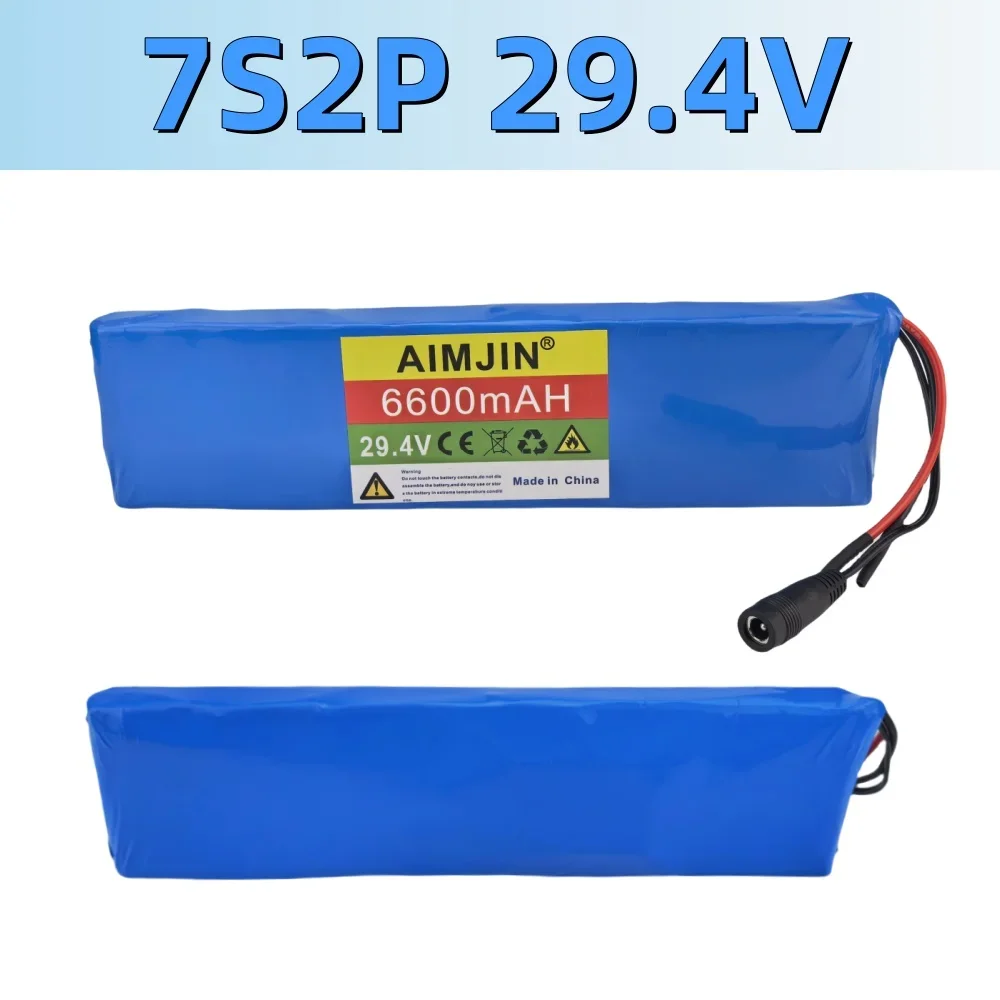 7s2p 29.4V 6600mAH rechargeable lithium-ion battery built-in BMS+charger