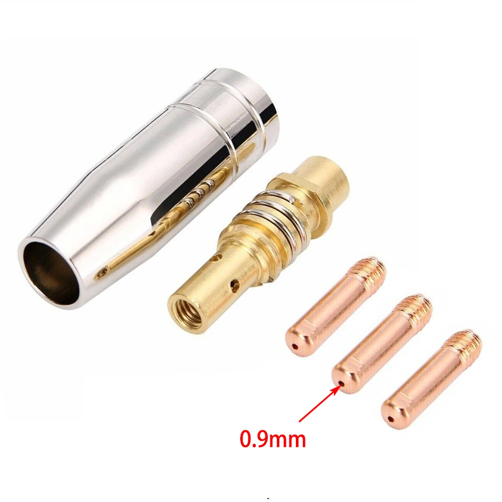 Dica de contato para soldagem MIG, lente, bico protetor, suporte da ponta, peças de solda, MB15, 15AK, 0,6, 0,8, 0,9, 1,0, 1,2mm, 5pcs, bico mig, bocal tocha mig mb15ak,