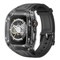 Adecuado para Apple Watch serie 9 8 7 6 5 4 40or41mm 44or45mm 49mm correa modificada de lujo funda transparente + correa de TPU integrada