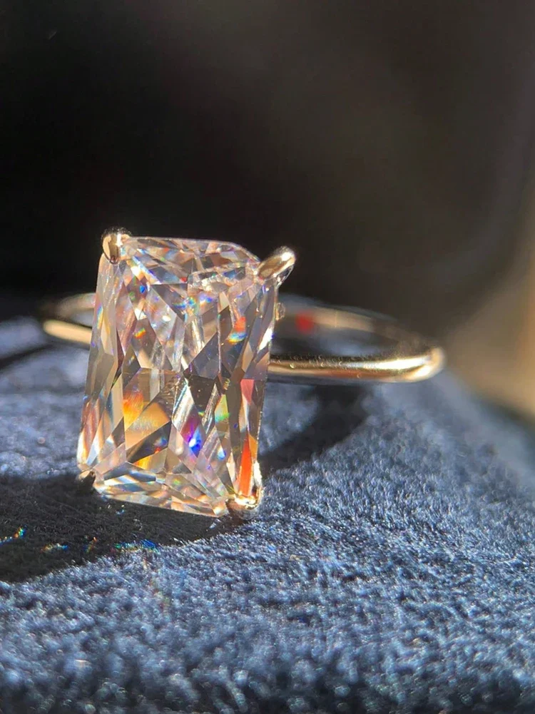 925 فضة 1-5CT الزركون رائع لامعة مستطيل الدائري للنساء المشاركة الزفاف الفاخرة عالية الجودة غرامة مجوهرات #3