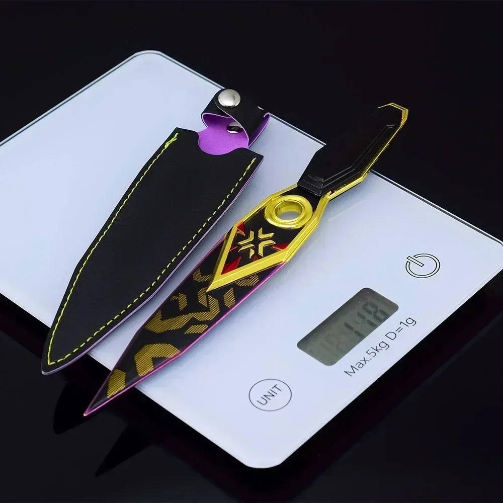 อาวุธดาบ valorant ขนาด22ซม. 2023 kunai รุ่นขอบสีม่วงหนังซามูไรโลหะอาวุธอาวุธของเล่นของขวัญอุปกรณ์ต่อพ่วง