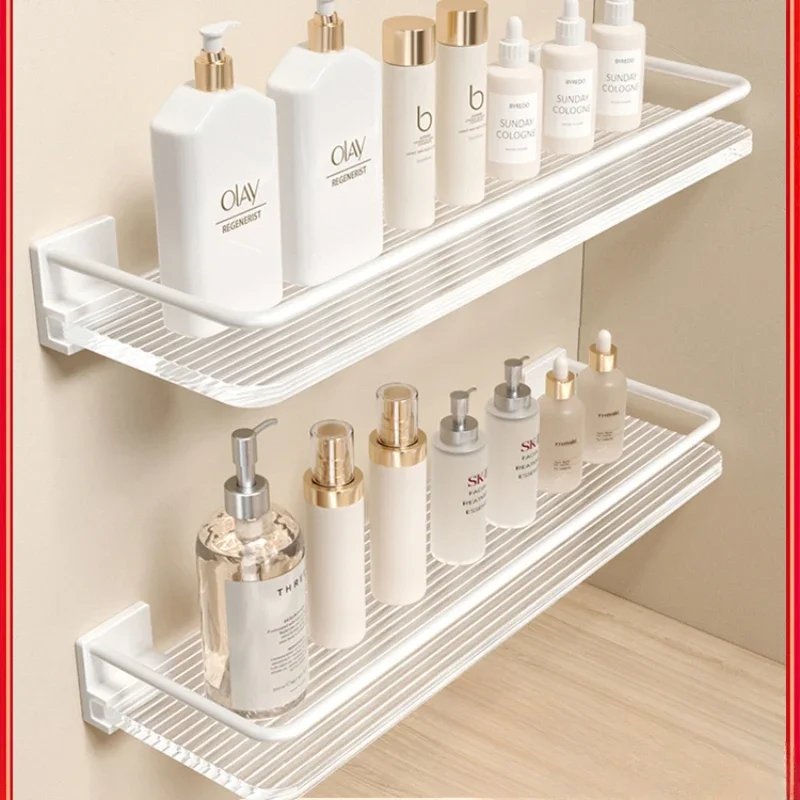 

Modern Non-Perforated Shelves - Light Luxury Wall-Mounted Shower Organizer, Space-Saving Bathroom Shelf, Elegant Bath Storage