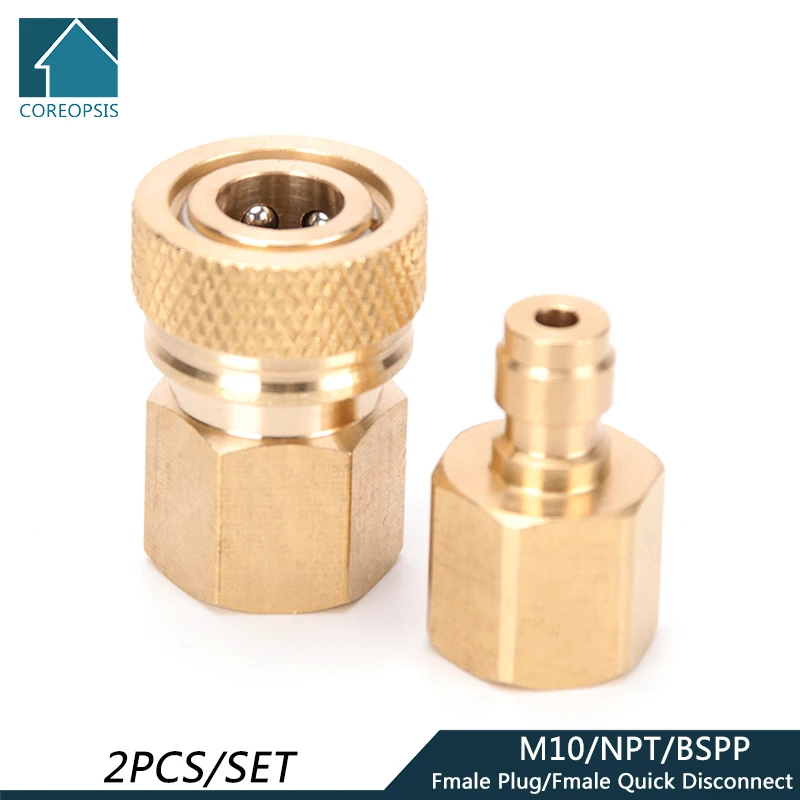 

1/8NPT Thread Quick Disconnect Coupler Fittings 1/8BSPP 8mm Filling Head Copper M10 Plug Quick Connectors Air Refill Socket 2pcs