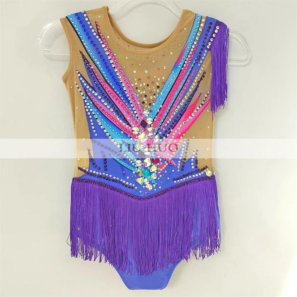 LIUHUO Rhythmische Gymnastik-Trikot, Aerobic, für Erwachsene, Damen, Mädchen, Kostüm, Leistung, Wettbewerb, Tanzkleid, ärmellos, mehrfarbig