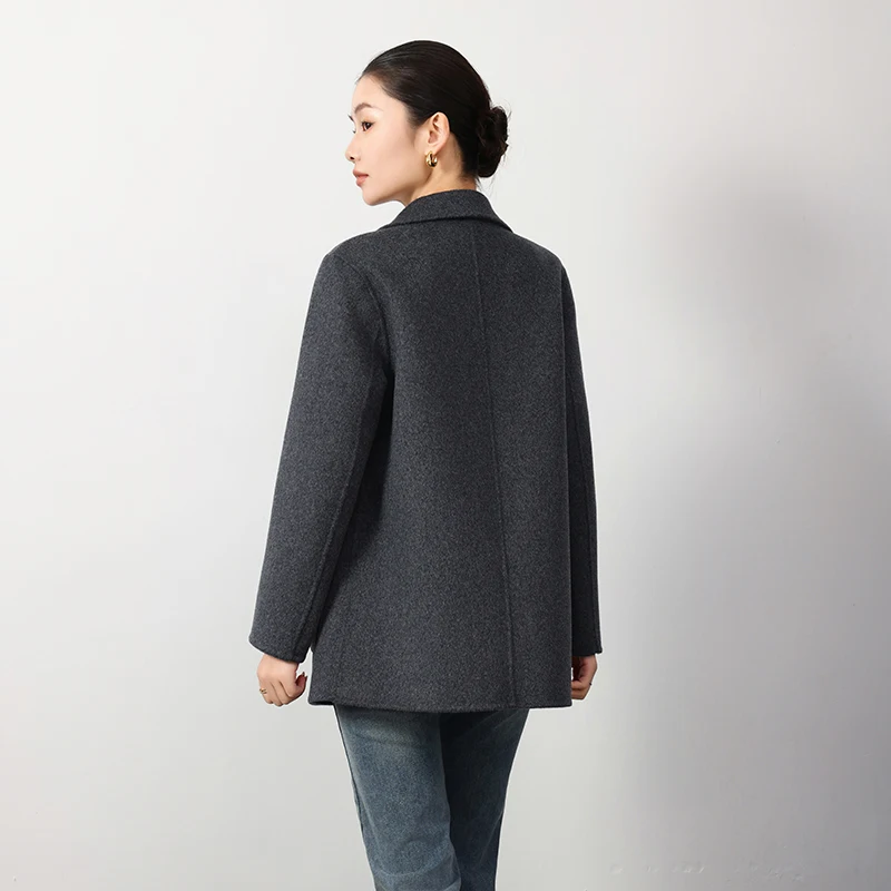 카이싱글 2025 수트 스타일 여성 코트 가을 겨울 신상 100% 순모 울 코트 편안하고 심플한 수트 여성복