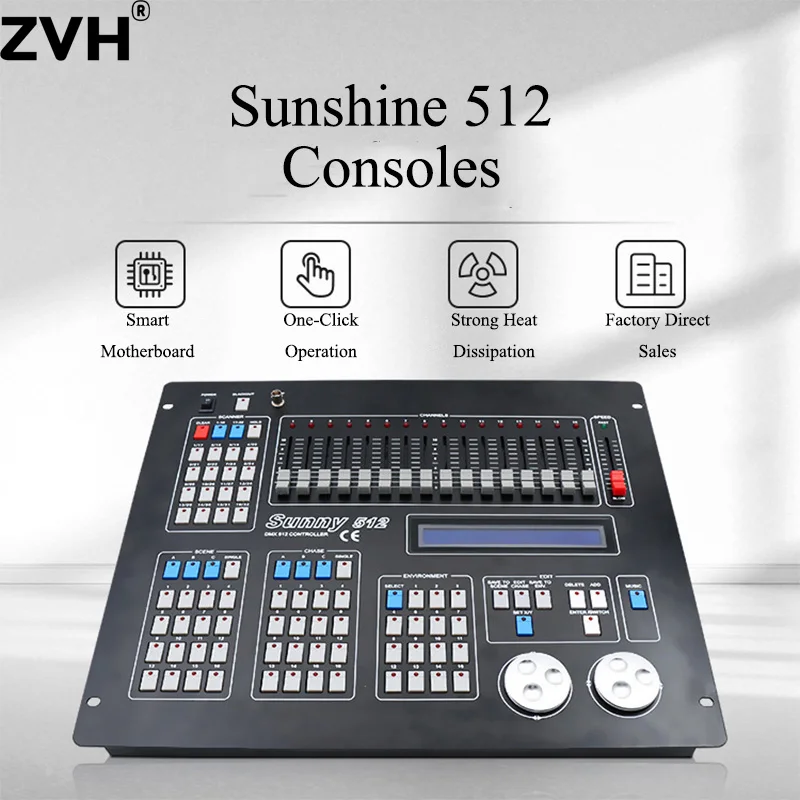 Max Sunny 512 Stage Light Controller DMX Light Board DJ Light Controller 512 Master Console voor XLR-3 Led Par Beam Moving Head