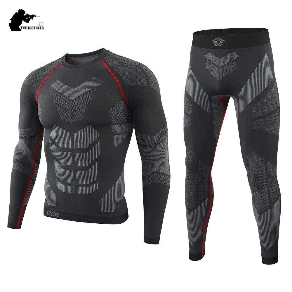 

New High Elasticity Outdoor Sports Men's Underwear Set Warm Long Johns Cycling Camping Hiking Underwear Suit TF203