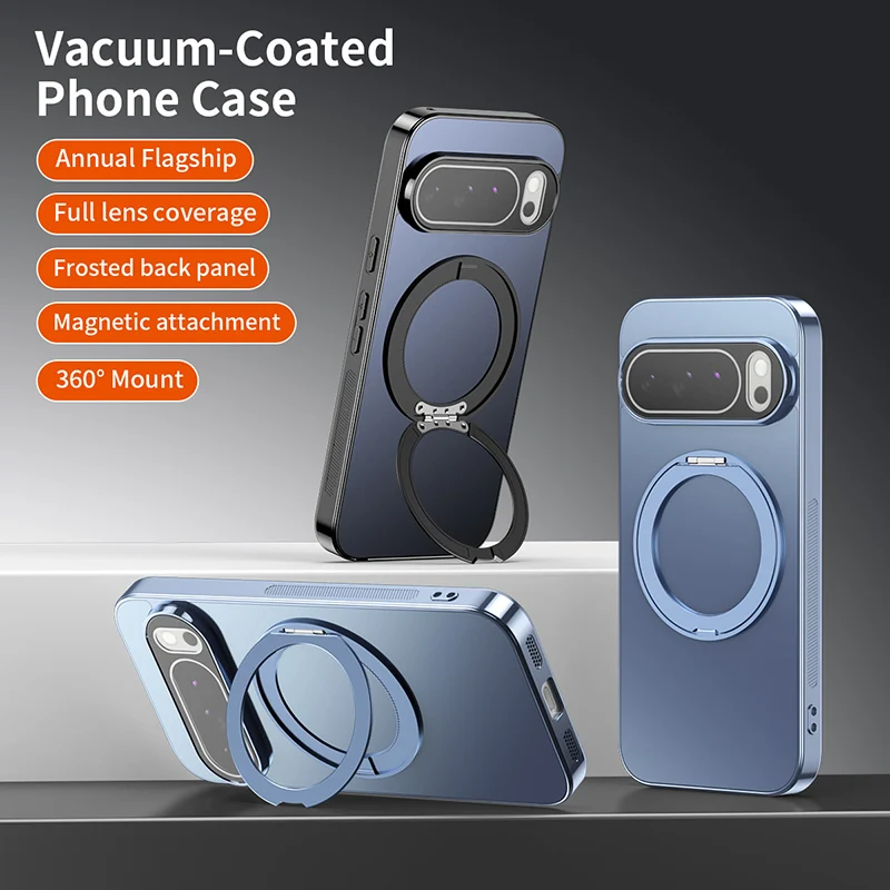 360° Rotating Kickstand Magnetic Case Matte PC Back Full Protective Cover for Google Pixel 10Pro XL 9Pro 10Pro 9A Series