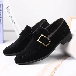 Fashion Male Dress Shoes Designer Formal Loafers Men's Leather Shoes Suede Men Wedding Man Designer Work Social Business Loafers