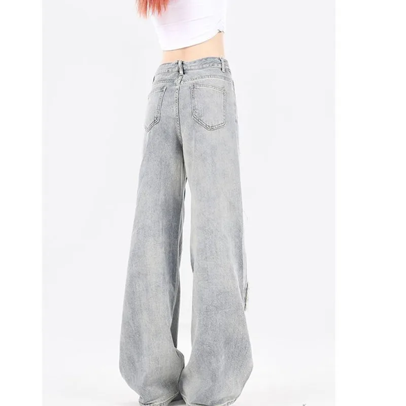 Imagem -03 - Jeans Baggy Americano para Mulheres Calça Y2k Star Girl Cintura Alta Calça Versátil Streetwear Reto Solto Roupas Vintage Outono