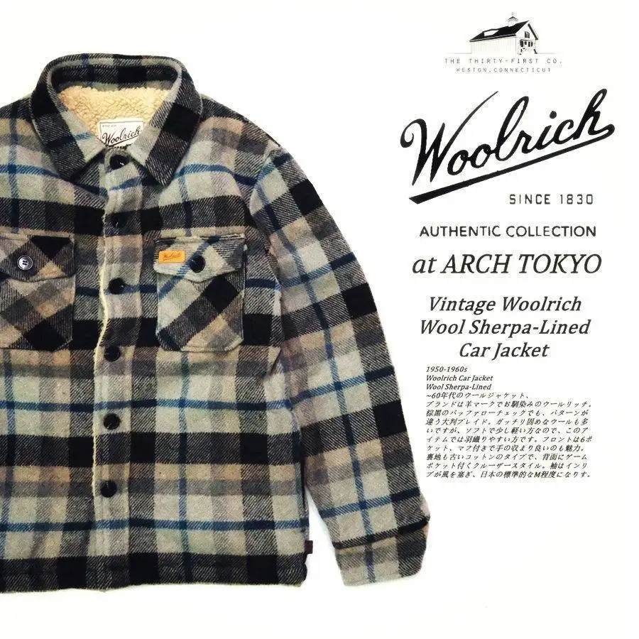 ¡La belleza de los detalles! Chaqueta de Camionero Vintage Woolrich de Mezcla de Felpa