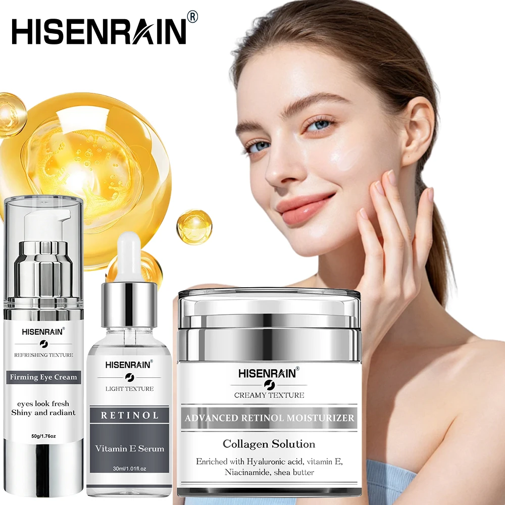 HISENRAIN 3pcs Set Eye Cream Serum & Face Cream - Lift Firm Skin Deep Moisturize Smooth Gentle Texture Easy Absorption for Facia