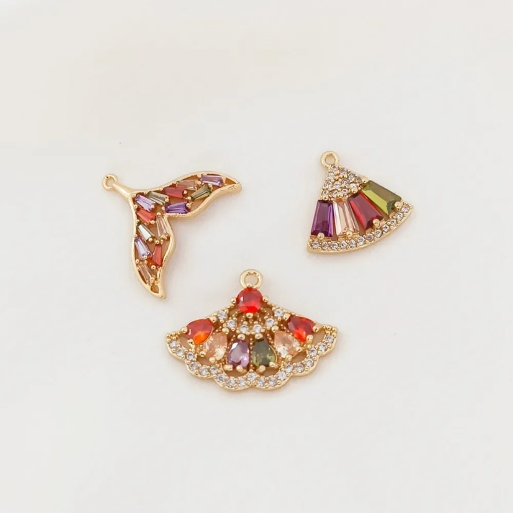 

Позолоченные аксессуары 14 карат, циркониевая юбка с хвостом кита цвета трапеты, веерообразные серьги-подвески