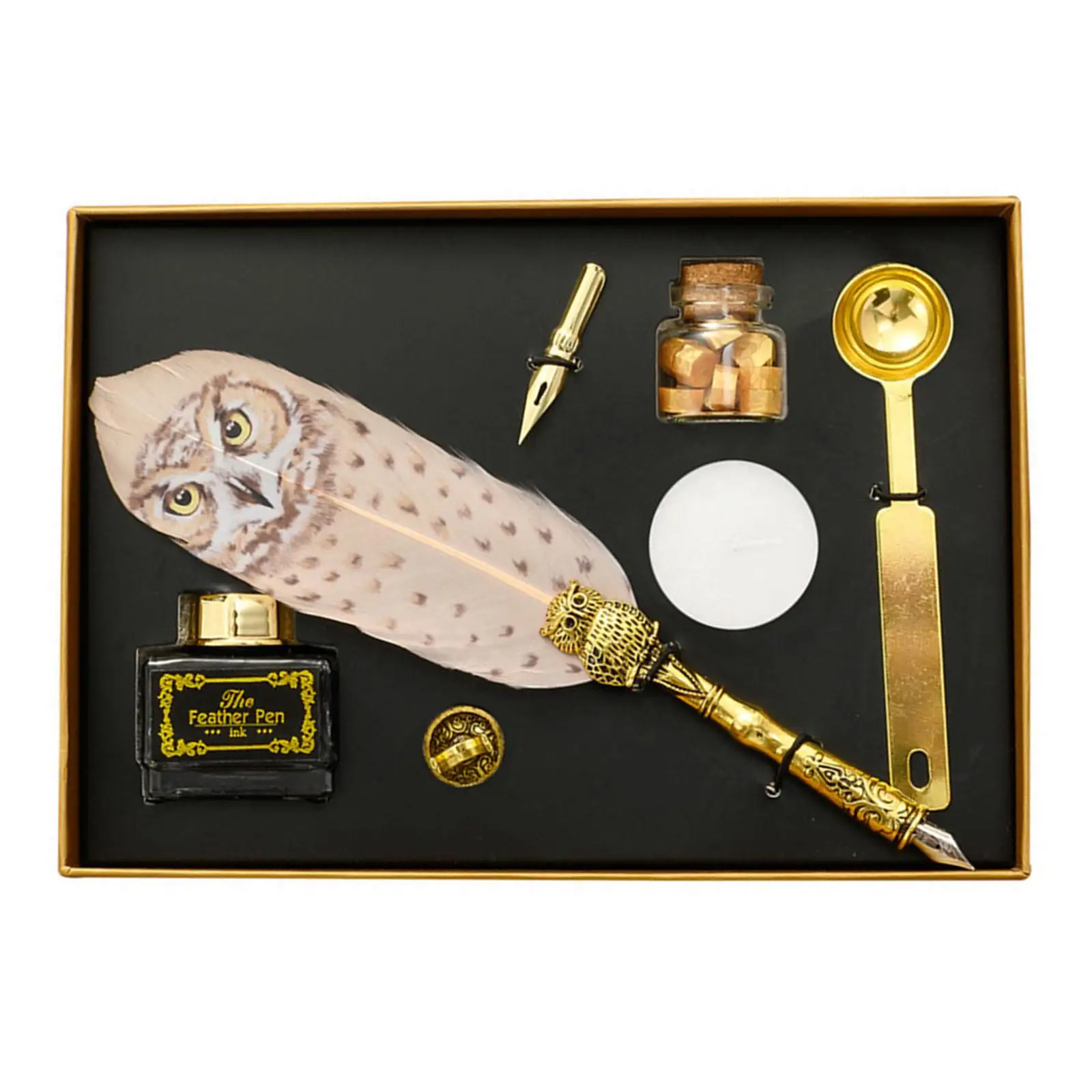 Retro Quill Feather Dip Pen Ink Writing Set Stationery Fountain Pen Gift Box