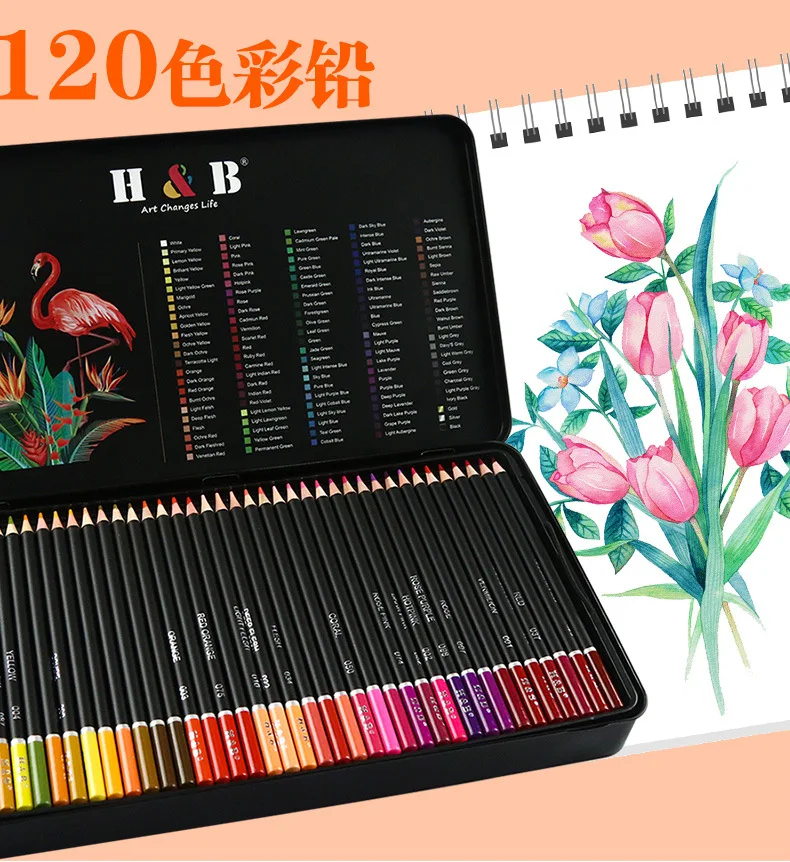 

H&B 72/120 Colors Pencil Set Professional Colored Pencil Oil Based Color Lead Painting/Drawing Stationery Art Supplies Gift Box