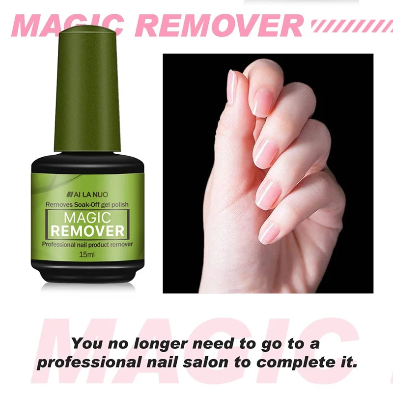 1 Bottle 15ml Magic Fast Remover Gel Nail Polish Clean UV Soak Off Degreaser for Manicure Layer Semi Permanet Nail Art Removal