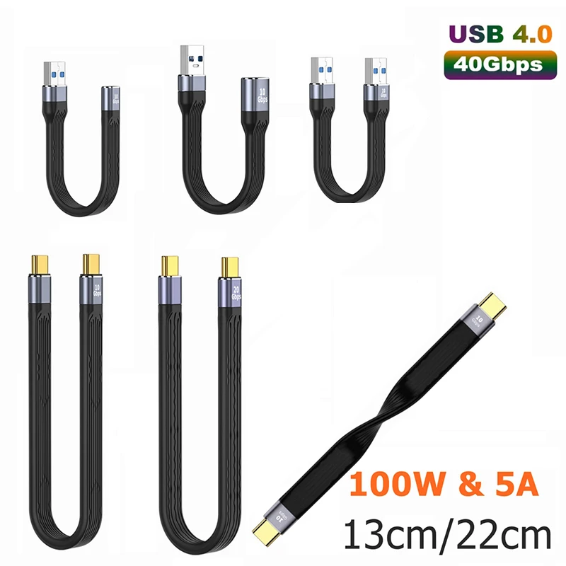 USB 4,0 Gen3 40Gbps  3 Daten Kabel PD 10/20Gbps 100W 5A Schnelle Lade zu Typ C Kabel 4K @ 60Hz Kabel USB Tipo C Kabel 13/22cm