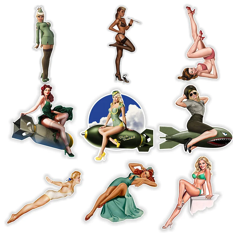 Retro Pin Up Sticker Sexy Gymnastics Girls Car Sticker for PVC Sticker Auto Motorcycle Painted Helmet Camper for Laptop