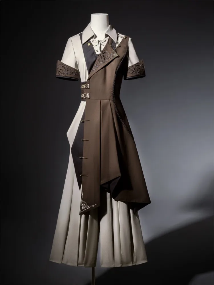 

Elegant and fashionable irregular coat pants set with a neutral style