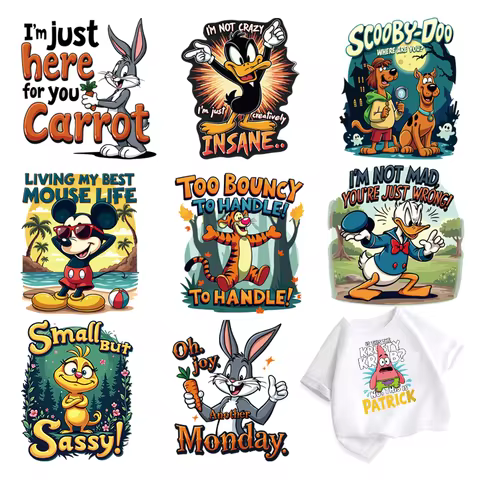 Funny Cartoon Characters Mickey Mouse Iron on patches fusible clothing patch Appliques on clothes vinyl stickers