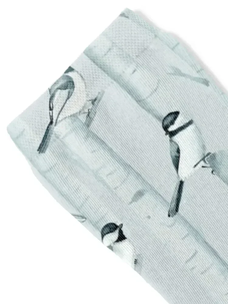 Chickadees and Birch Trees Socks Stockings compression Lots Socks Woman Men's