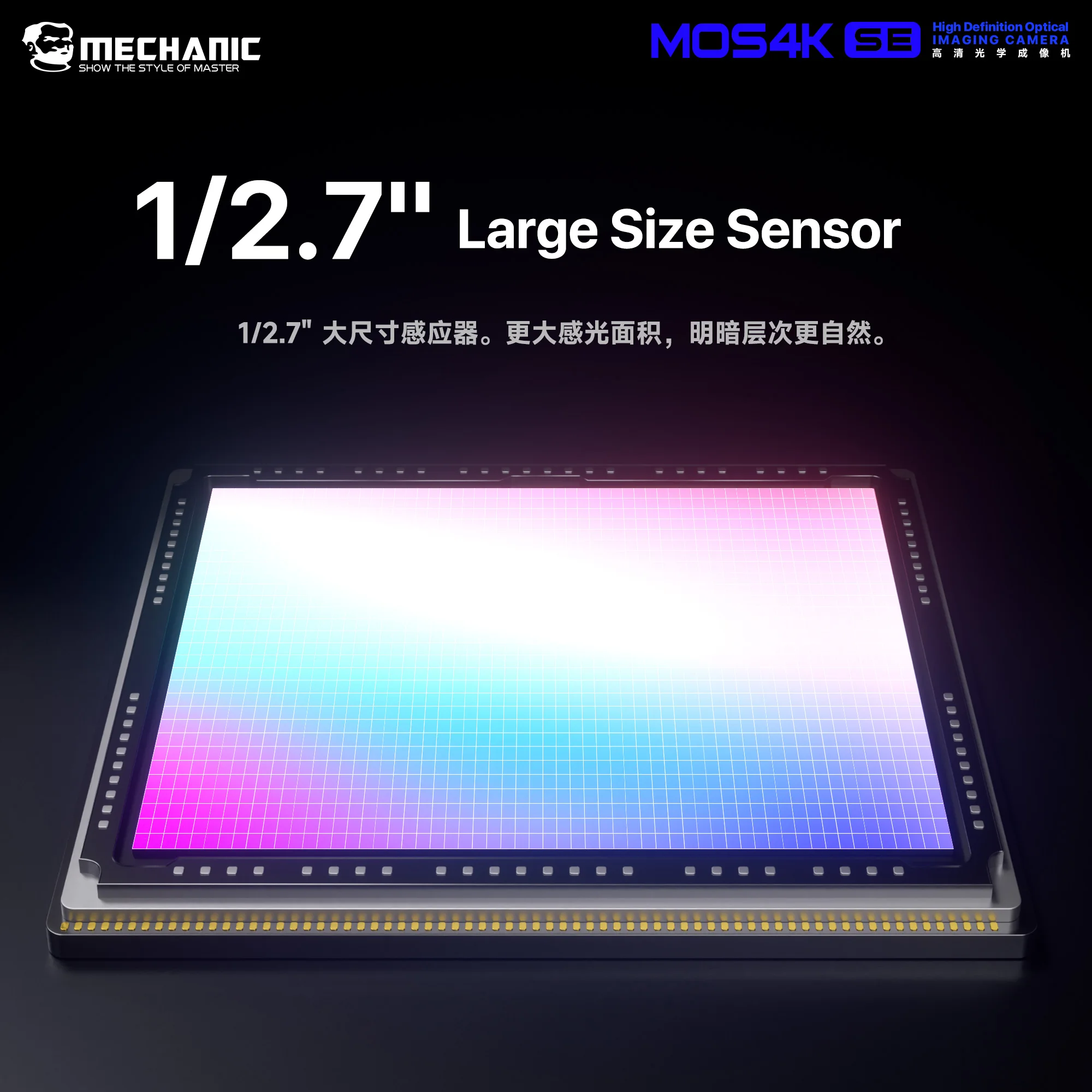 MECHANIC MOS4K SE 8MP 4K Industrial Camera C-Mount 3840x2160@30FPS HDMI USB Dual Output with Crosshair Measurement forPCB Repair