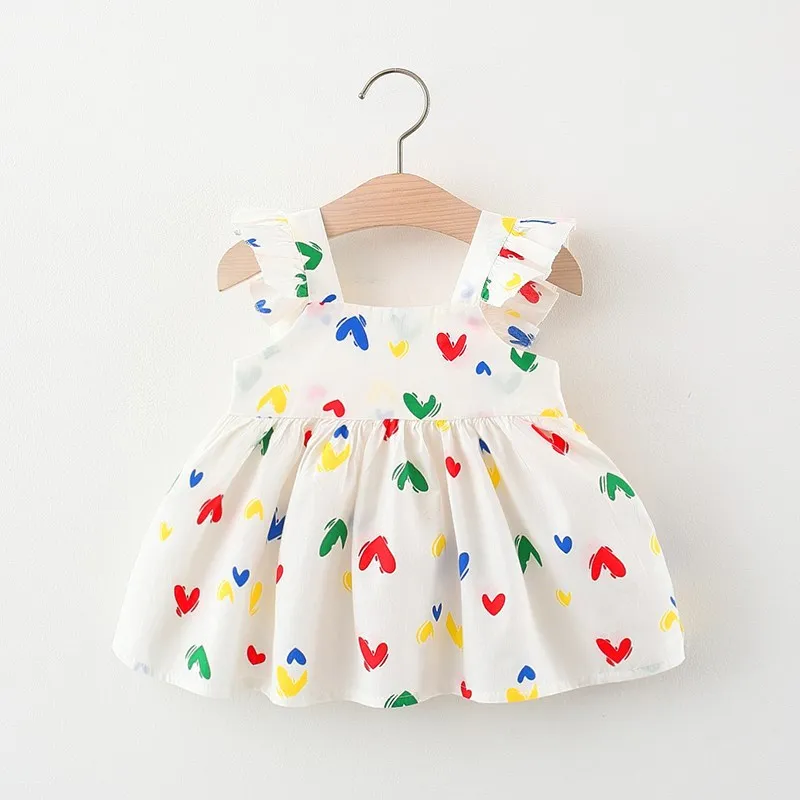 2024 Summer Newborn Girl Clothes Korean Cartoon Cute Print Sleeveless Cotton Princess Dress Toddler Dresses Baby Clothing BC2156