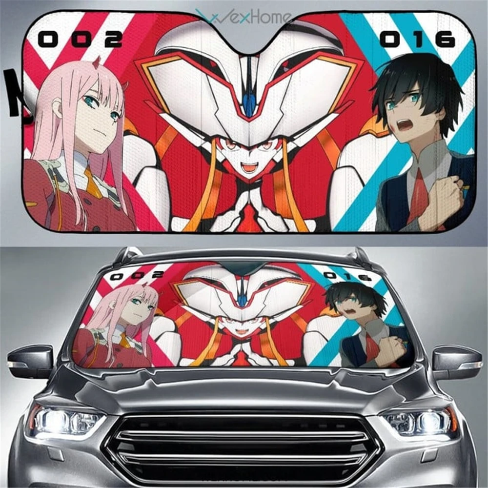 Darling In The Franxx Anime Foldable Car Sun Shade Interior Protector Car Windshield Sunshade Anti UV Visor Universal Accessory