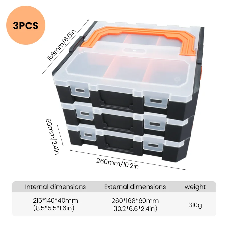 AIRAJ 2/3Layer Tool Storage Box Adjustable 8Grids Compartment Plastic Storage Box Screw Organizer 26*16.8*6cm Pill Hardware Tool