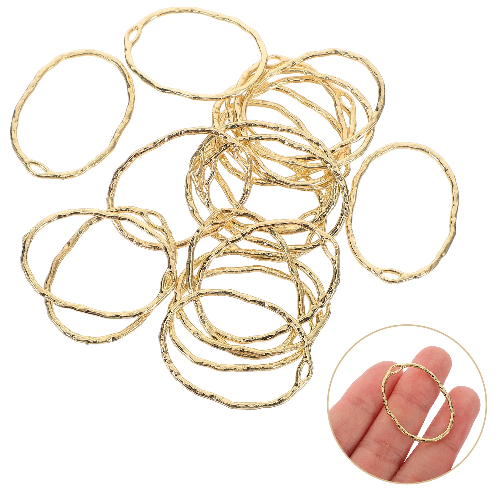 20 قطعة سحر لصنع المجوهرات البيضاوي قلادة الأقراط المواد الذهبية سبائك الزنك السائبة #2