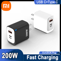 Xiaomi 200W Fast Charging Head Multi-port EU/US/UK Plug Qc3.0pd USB C Type C Mobile Phone Charger Head For Iphone Huawei Samsung