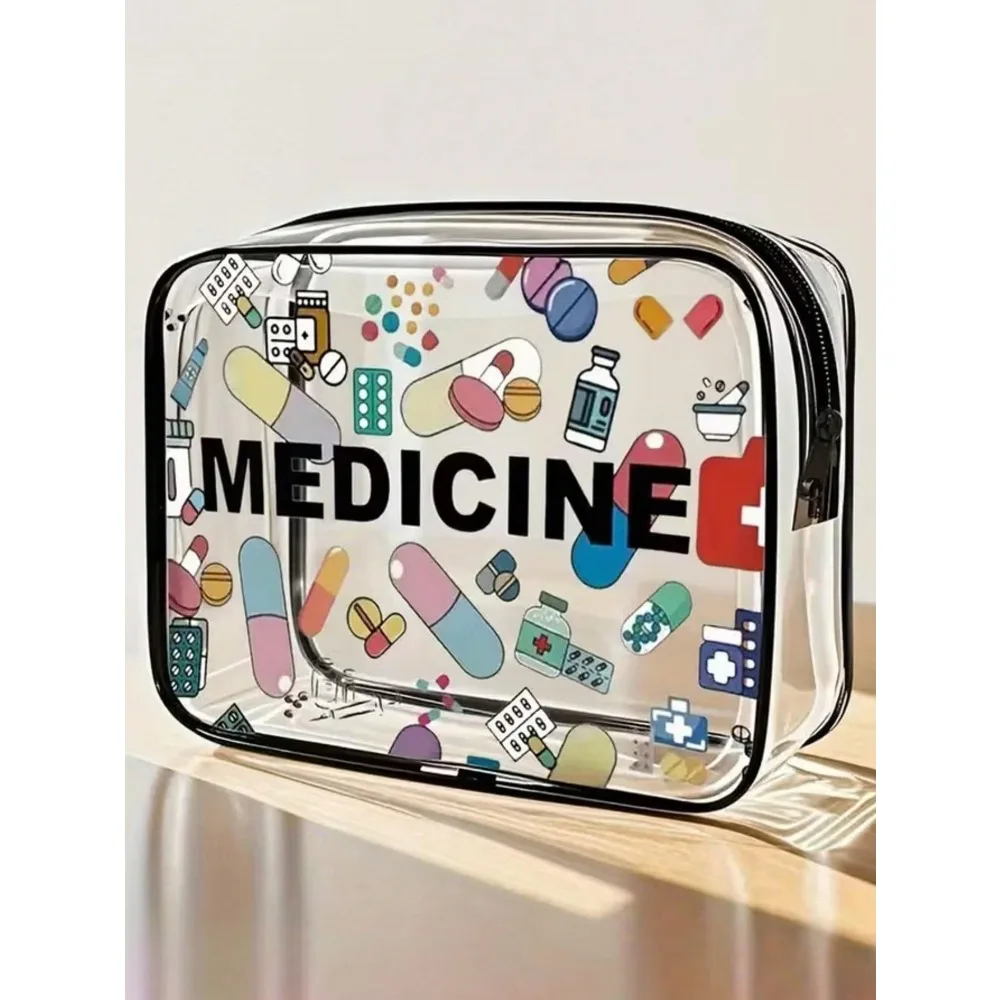

Unisex Transparent Travel Toiletry Bag - Lightweight PVC Material, With Zipper, Can Store Cosmetics And Medicines, Suitable For