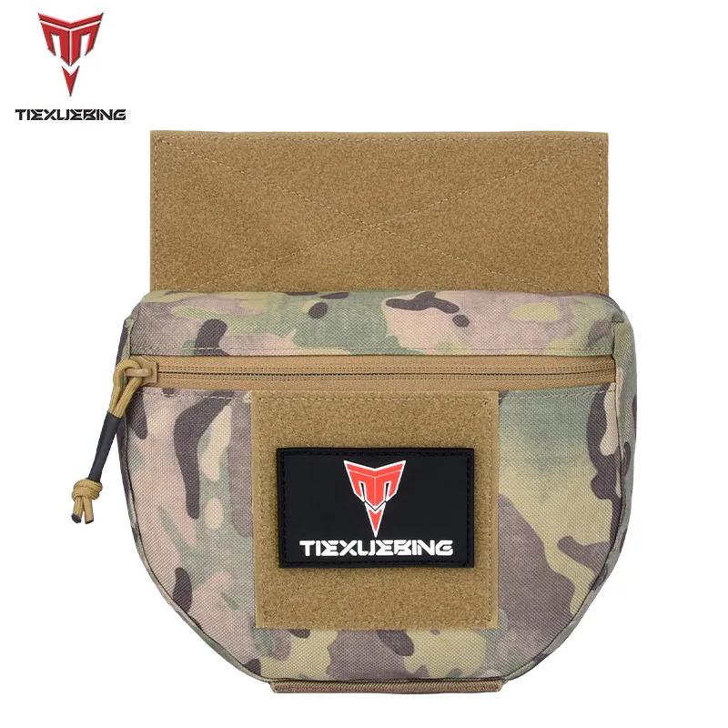 Tactical MOLLE Drop Pouch Zipper Storage Bag Lower Belly Utility Pouch for Chest Rig Plate Carrier Hunting Airsoft